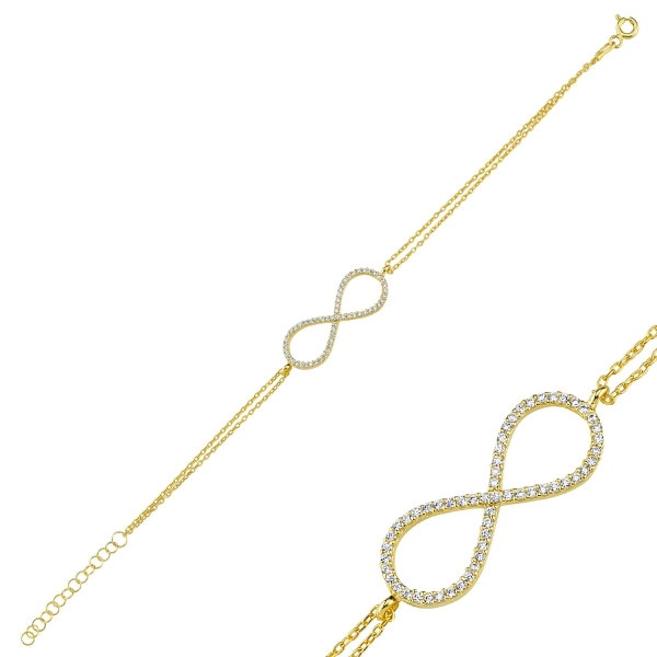 Bratara argint 925 aurit cu simbolul infinit si zirconii albe - Infinite You BTU0055 [1]